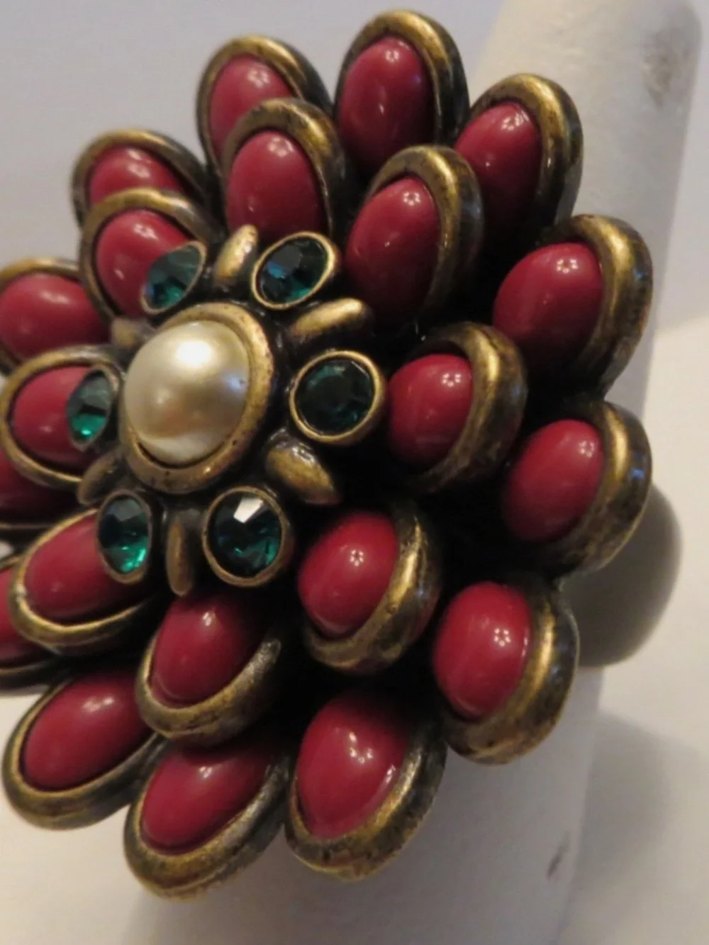 Fern Mallis Bold Cabochon Flower Ring PINK SIZE 8